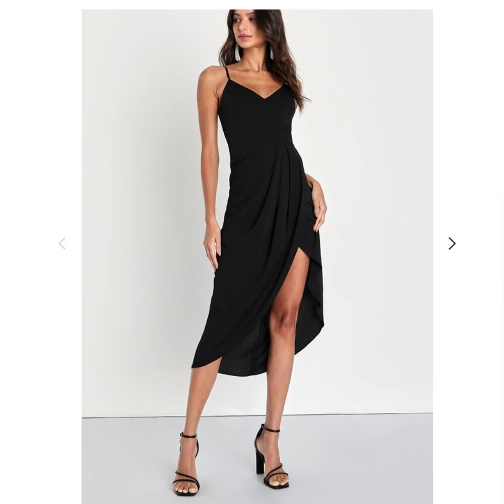 Lulus NWT Reinet Sleeveless V-neck Midi Dress, Small